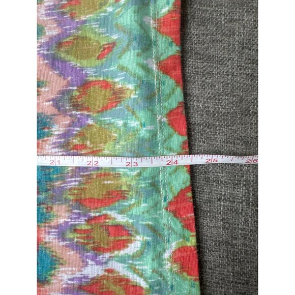 Rafaella Womens Large Shirt Coral Orange Green Cowl Neck Short Sleeve Boho Top - Picture 7 of 7